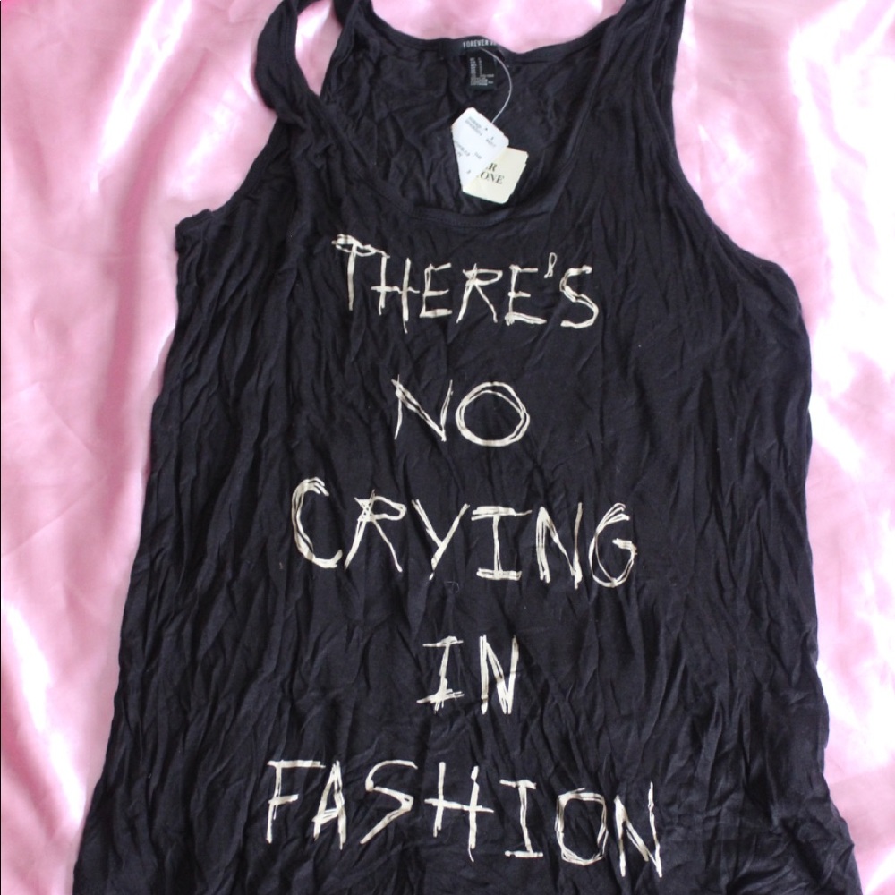 Black ‘No Crying In Fashion’ Slogan T-Shirt